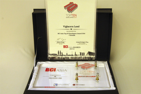 Viglacera được vinh danh trong top 10 chủ đầu tư hàng đầu Việt Nam